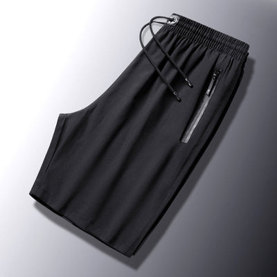 Men's Plus Size Stretch Shorts with Breathable Fabric and Zipper Pockets