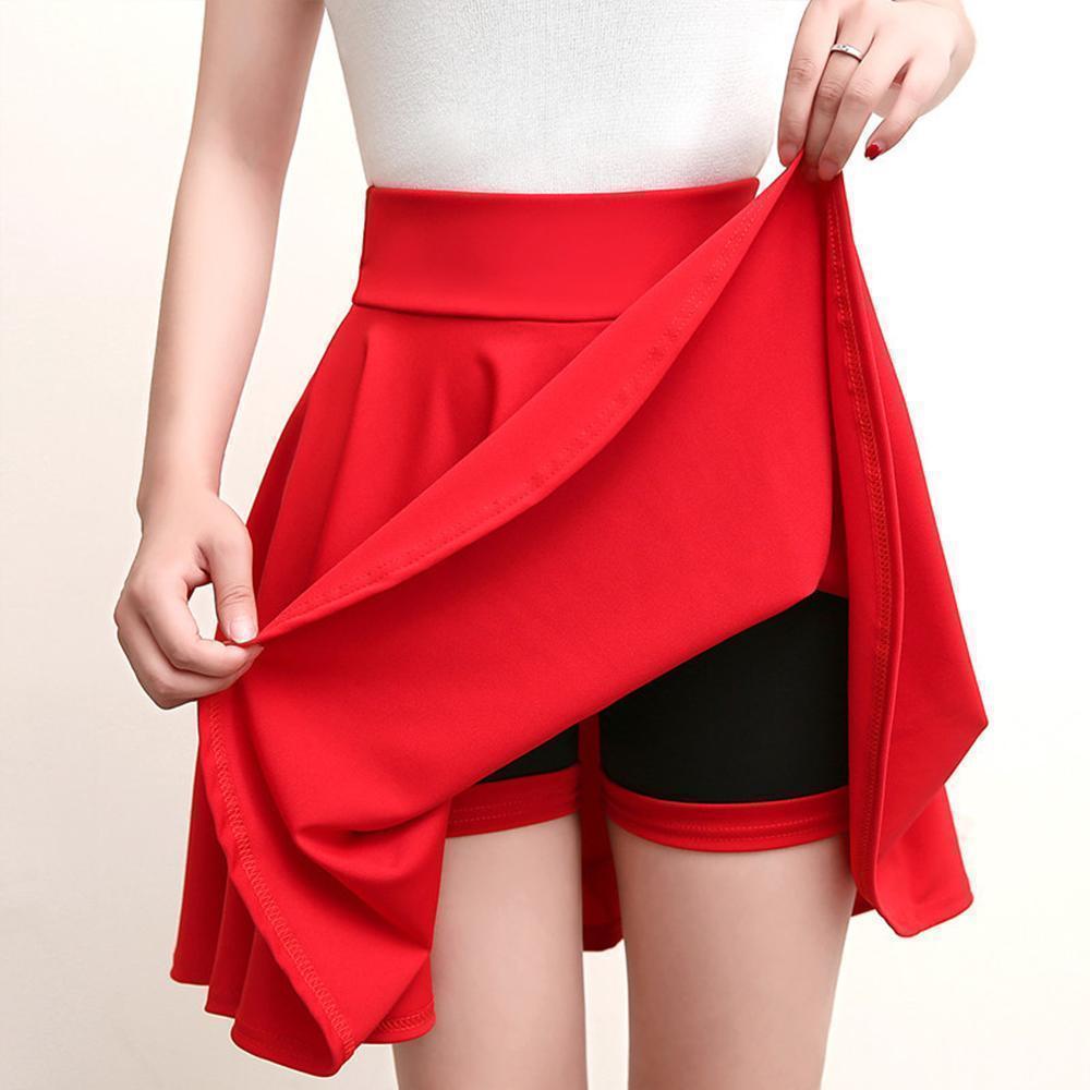 A-Line Pleated Skort with Elastic Waistband for Women