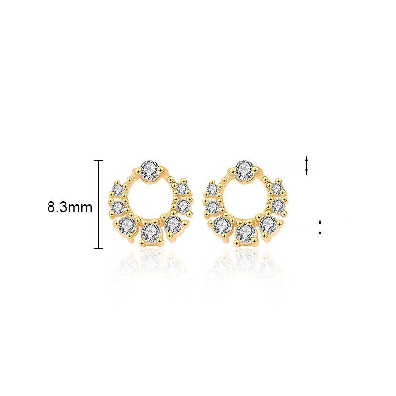 Gold-Plated Mini Garland Circle Stud Earrings with Cubic Zirconia