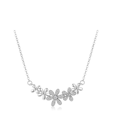 Daisy Pendant Necklace with Cubic Zirconia – Sterling Silver