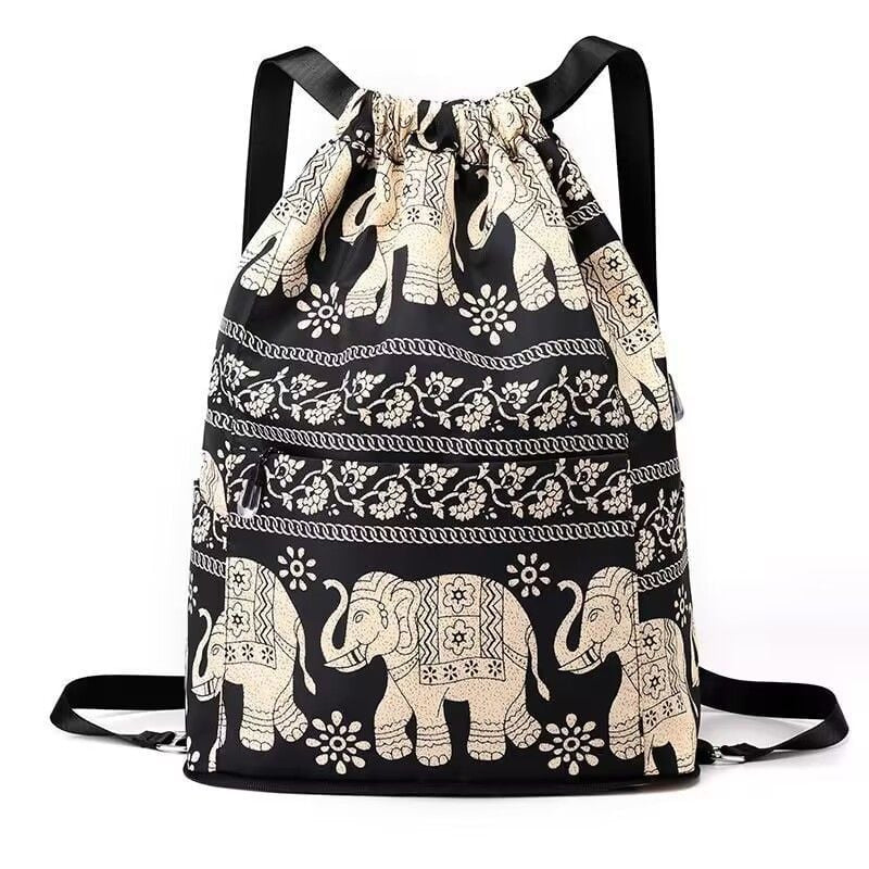 Foldable Drawstring Backpack with Large Capacity and Unique Printed Design