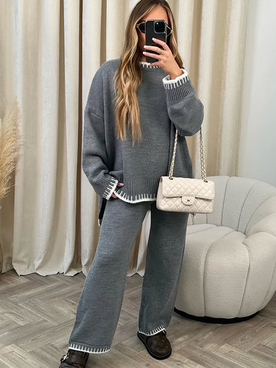 Nomi™ Comfy Set | Stylish Knit Sweater & Wide-Leg Pants for Everyday Comfort