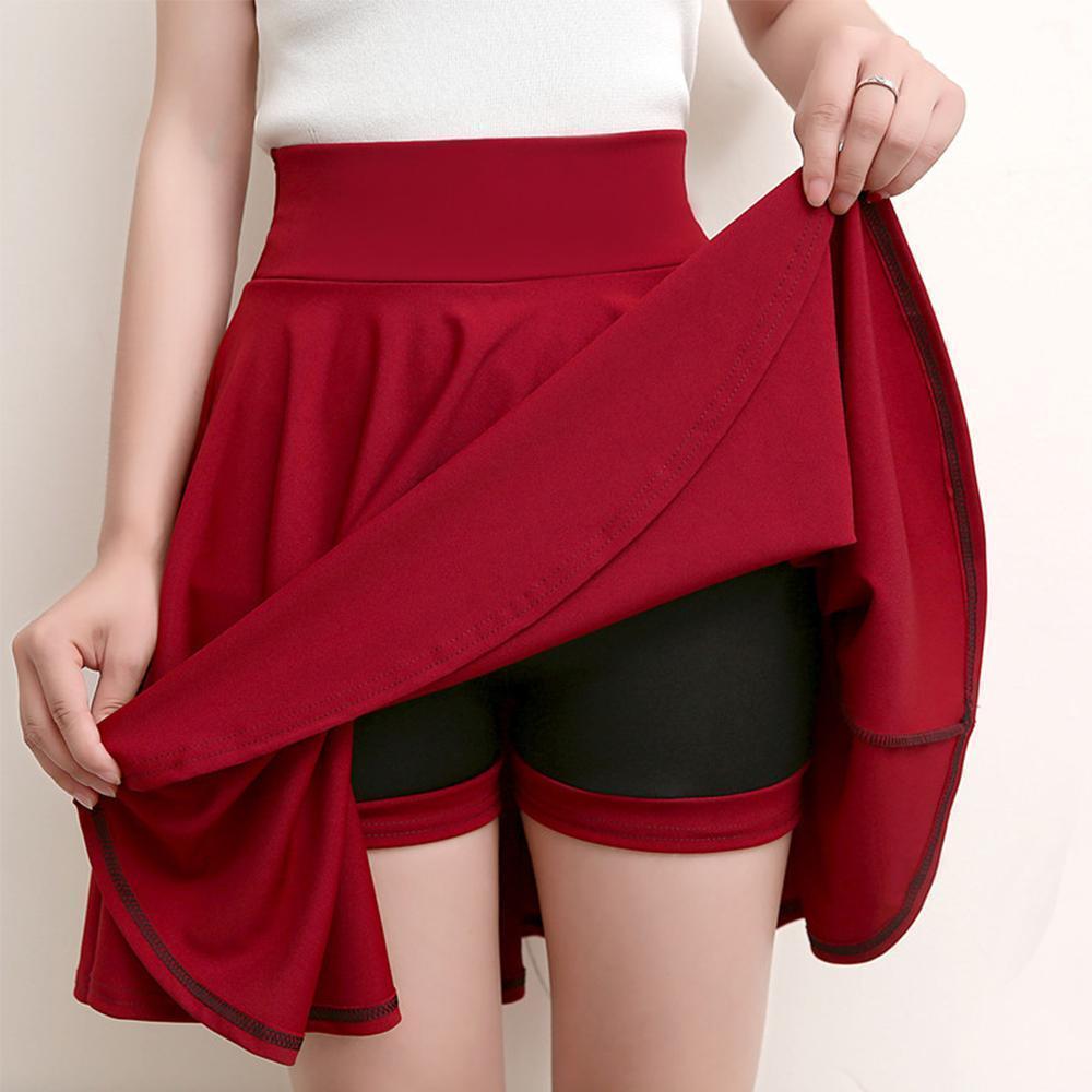 A-Line Pleated Skort with Elastic Waistband for Women