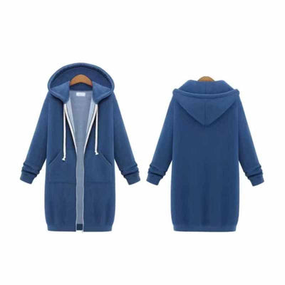 Casual Long Hoodie with Zipper for Everyday Comfort