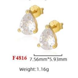 Gold-Plated Waterdrop Cubic Zirconia Stud Earrings