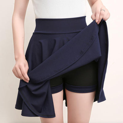 A-Line Pleated Skort with Elastic Waistband for Women