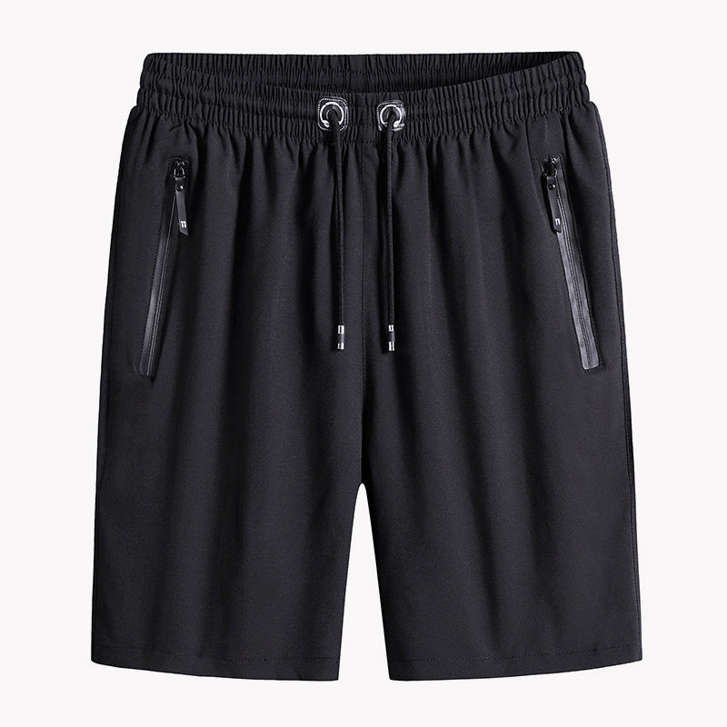 Men's Plus Size Stretch Shorts with Breathable Fabric and Zipper Pockets