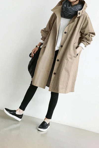 Stella - Long Windbreaker Coat | Stylish & Weatherproof Outerwear for Any Season