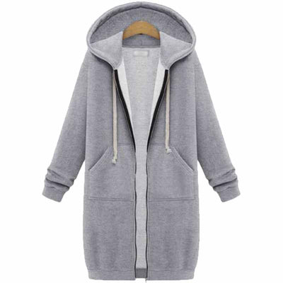 Casual Long Hoodie with Zipper for Everyday Comfort