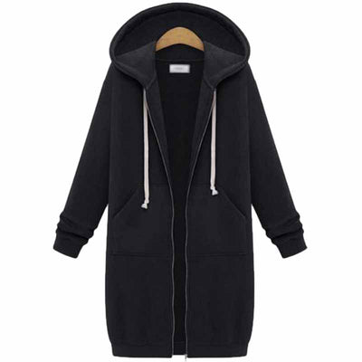 Casual Long Hoodie with Zipper for Everyday Comfort