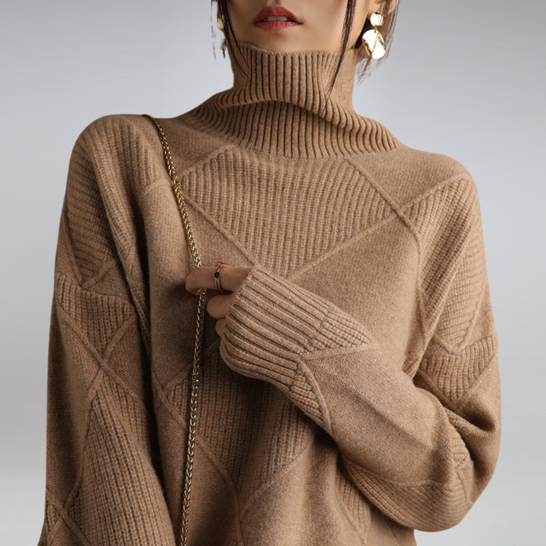 Sienna™ Luxury Cashmere Turtleneck Sweater – Ultra-Soft & Elegant Winter Knitwear