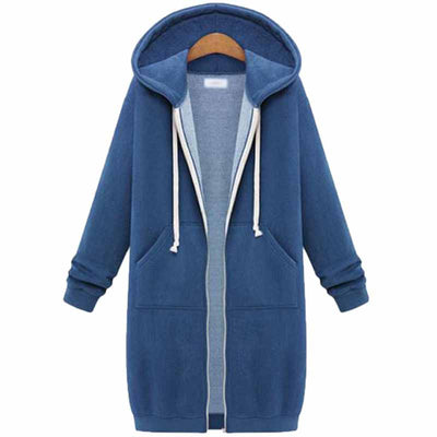 Casual Long Hoodie with Zipper for Everyday Comfort