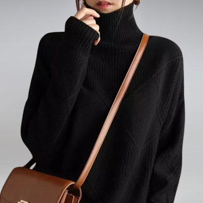 Sienna™ Luxury Cashmere Turtleneck Sweater – Ultra-Soft & Elegant Winter Knitwear