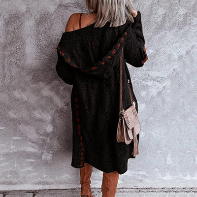 Evelyn | Stylish Long Knitted Cardigan - Cozy with Hood