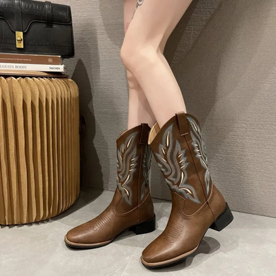 Angela Cowboy Boots | Western Zipper Boots for Women – Stylish & Comfortable Footwear