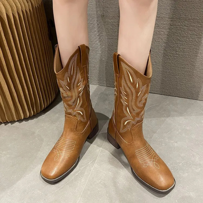 Angela Cowboy Boots | Western Zipper Boots for Women – Stylish & Comfortable Footwear