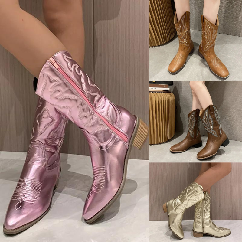 Angela Cowboy Boots | Western Zipper Boots for Women – Stylish & Comfortable Footwear