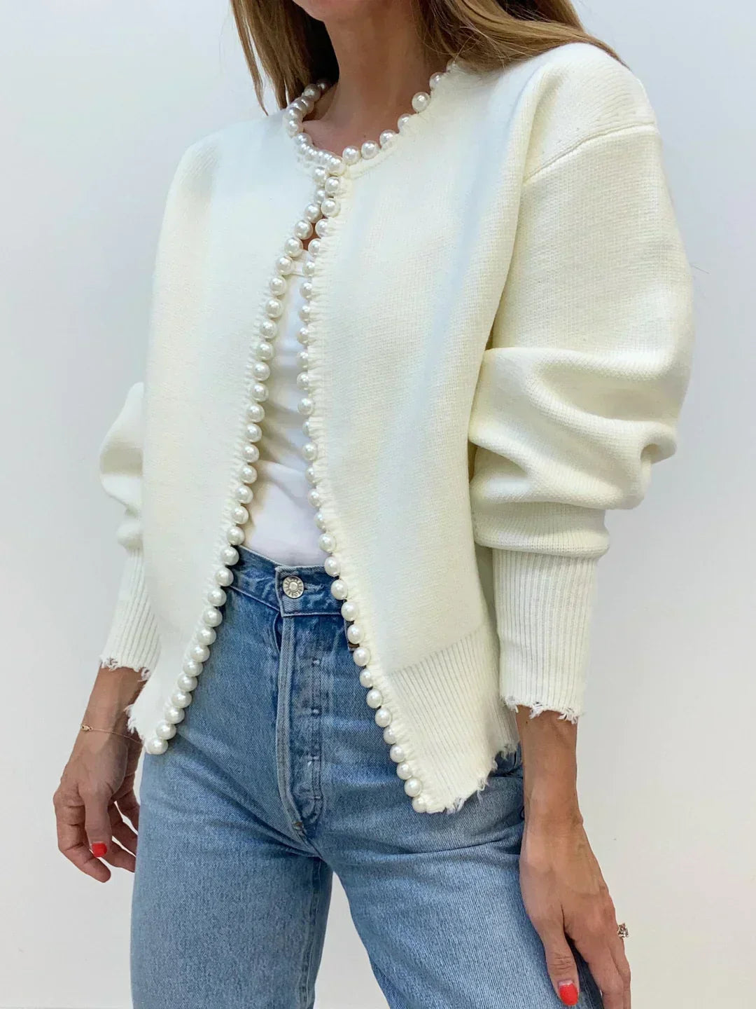 Kalina | Elegant Pearl-Embellished Cardigan for a Chic Look