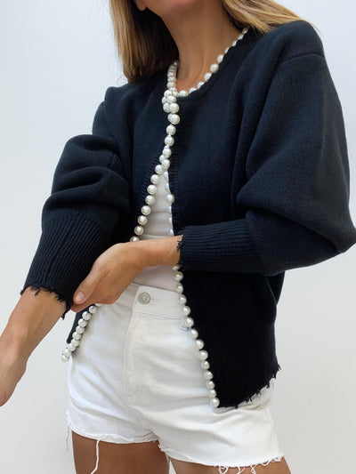 Kalina | Elegant Pearl-Embellished Cardigan for a Chic Look