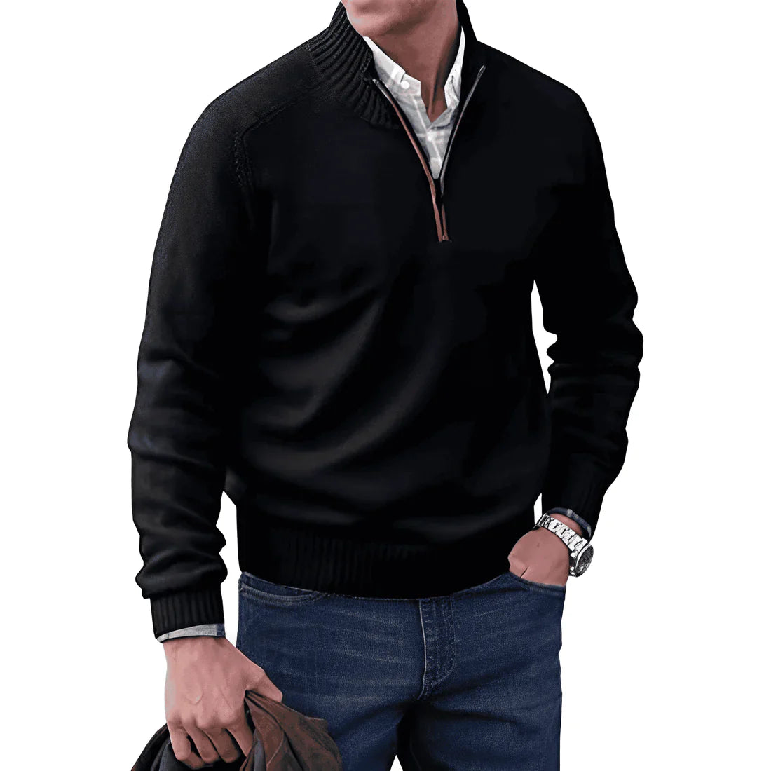 Dewitt Elegance Sweater | Cashmere Comfort with Half-Zip Closure