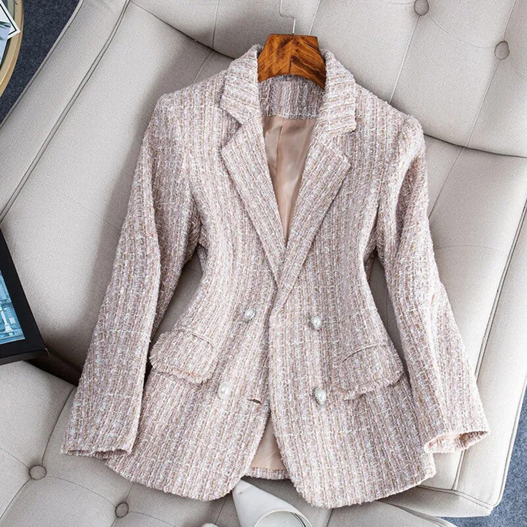 Blythe | Fitted Checkered Tweed Blazer Coat for Women