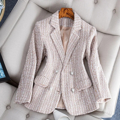 Blythe | Fitted Checkered Tweed Blazer Coat for Women