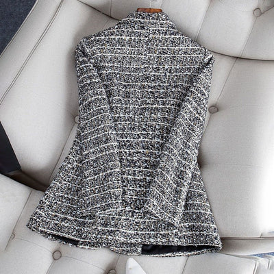 Blythe | Fitted Checkered Tweed Blazer Coat for Women