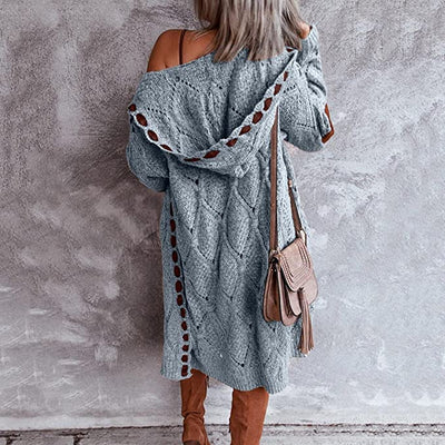 Evelyn | Stylish Long Knitted Cardigan - Cozy with Hood