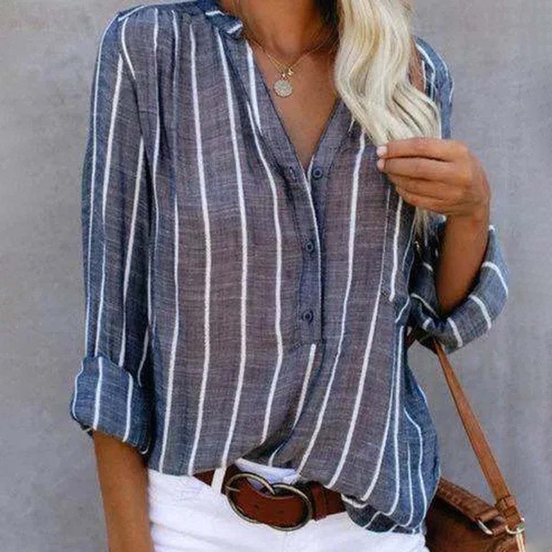 Bodil | Elegant Striped Long-Sleeve Spring Blouse