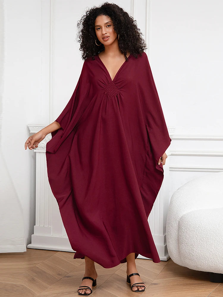 Batwing Sleeve Loose Women Maxi Dress