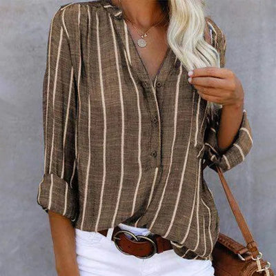 Bodil | Elegant Striped Long-Sleeve Spring Blouse