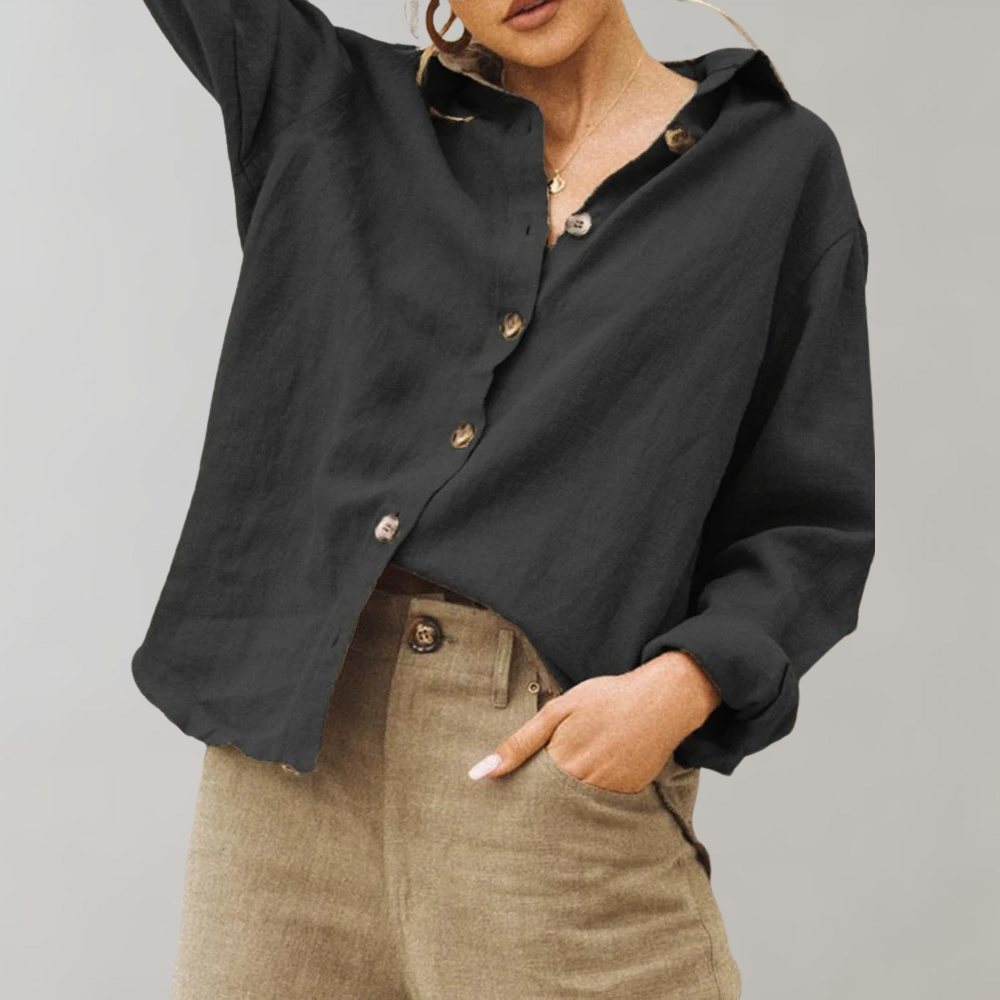 Celine | Casual Button-Up Women's Shirt - Long Sleeve, Loose Fit