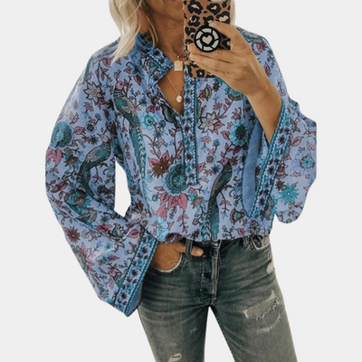 Cynthia - Women's Blouse with Floral Pattern Boho Style