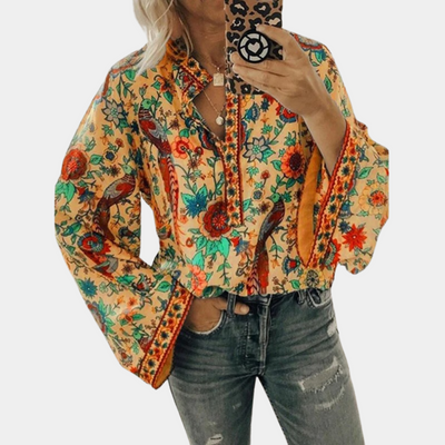 Cynthia - Women's Blouse with Floral Pattern Boho Style