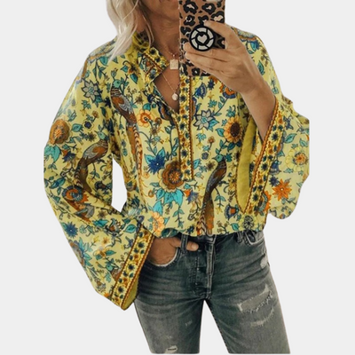 Cynthia - Women's Blouse with Floral Pattern Boho Style