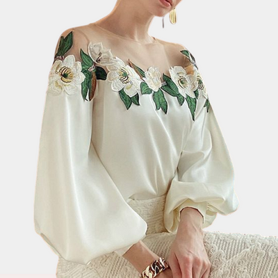 Elegant Floral Women’s  Satin Blouse