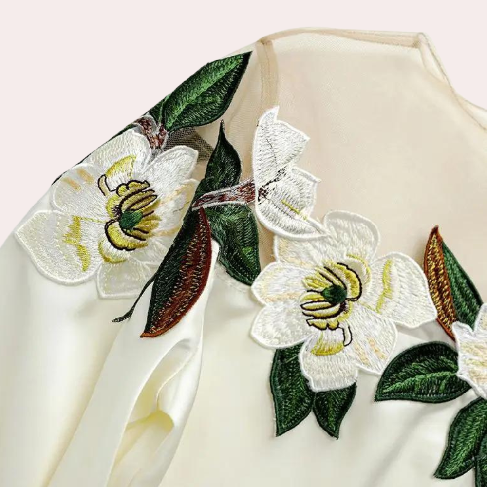 Elegant Floral Women’s  Satin Blouse