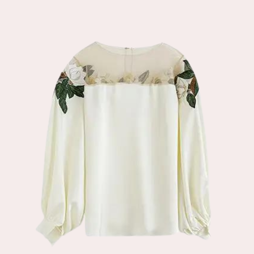 Elegant Floral Women’s  Satin Blouse