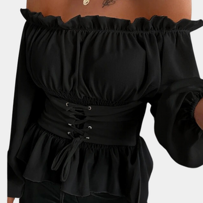 Elegant Off-Shoulder Blouse for Women | Puff Sleeve Corset Design