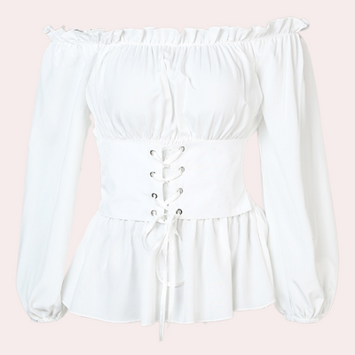 Elegant Off-Shoulder Blouse for Women | Puff Sleeve Corset Design