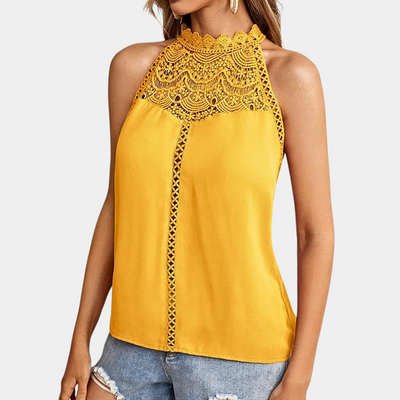 Elegant Women's High-Neck Halter Lace Blouse