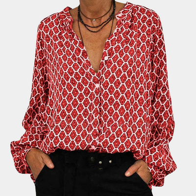 Comfortable Women's Blouse - Loose Fit, Printed Long Sleeve