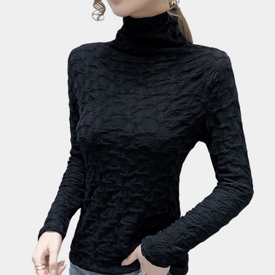 Chrissta - Elegant Women's Turtleneck Long-Sleeve Blouse