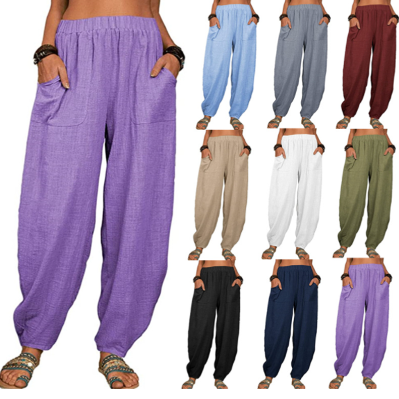 Women's Relaxed-Fit Cotton Linen Casual Pants