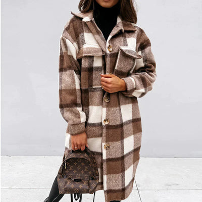 Joanne Wool Coat | Long & Stylish Plaid Winter Jacket