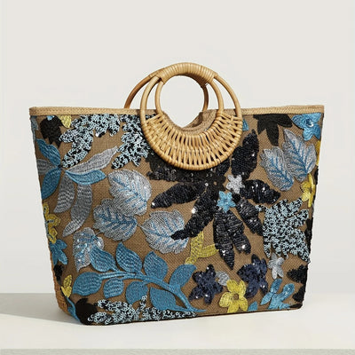 Sequin Blossom Handle Bag