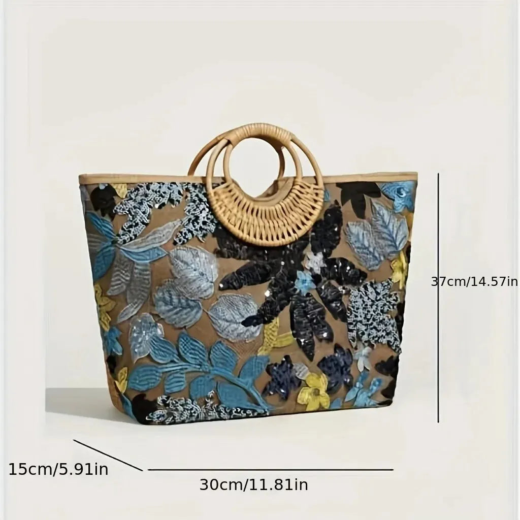 Sequin Blossom Handle Bag