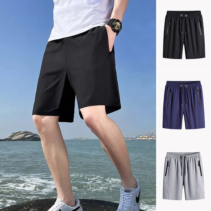 Men's Plus Size Stretch Shorts with Breathable Fabric and Zipper Pockets