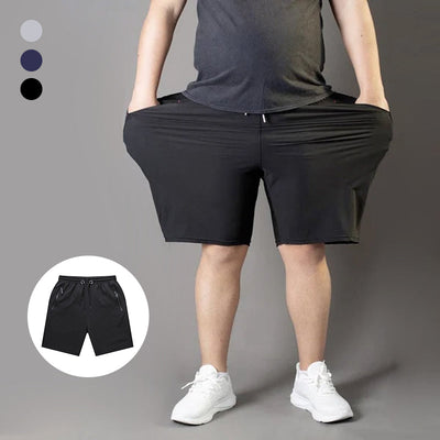 Men's Plus Size Stretch Shorts with Breathable Fabric and Zipper Pockets