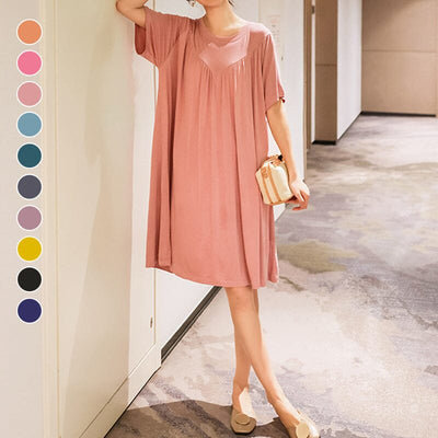 Loose-Fit Nightgown with Short Sleeves – Casual Homeware Sleep Dress